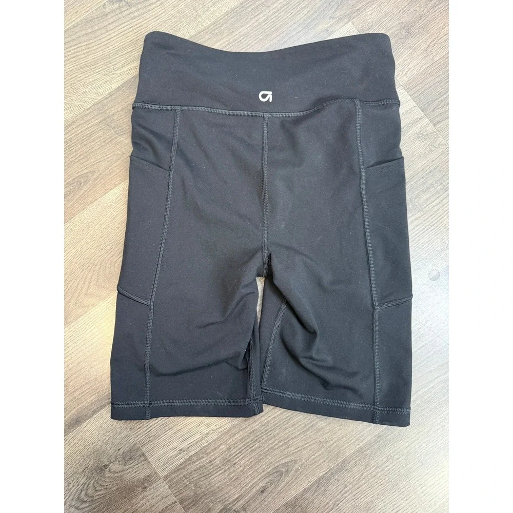 GapFit Womens Black High Rise Side Pocket Bike Shorts XS Regular Athletic